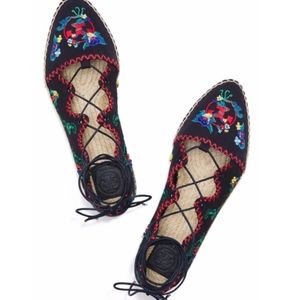 Tory Burch Sonoma Embroidered Ghillie Flat